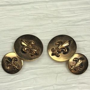 VTG Mens Cufflinks Gold Tone Fleur De Lis